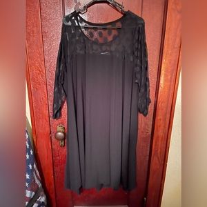 Nina Leonard Sheer Top Polka-Dot High-Low Dress